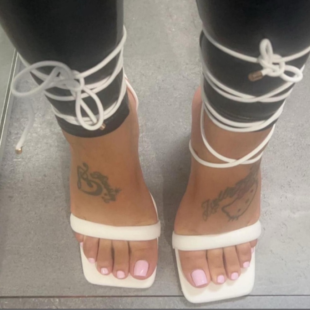 NEW! Square Front open Toe Elegant White Strappy Heels